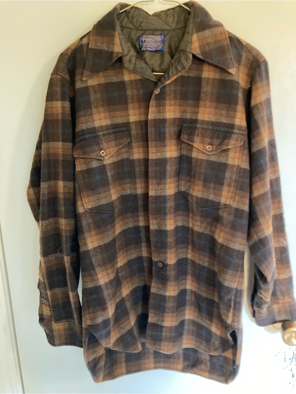 Vintage Pendleton Brown & Tan Plaid Quilted-Lined Shirt USA